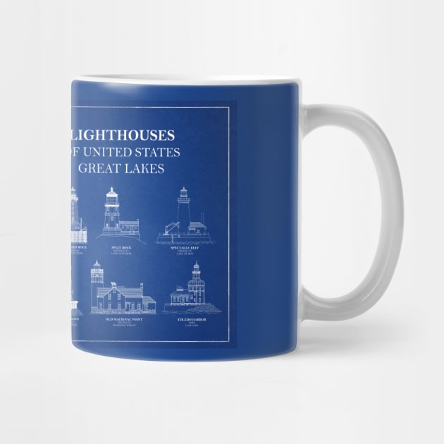 Lighthouses of United States of America - Great Lakes - A by SPJE Illustration Photography